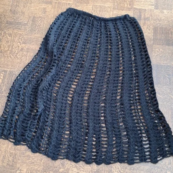 Black Crochet Knit Skirt Set, Vintage - Picture 5 of 7